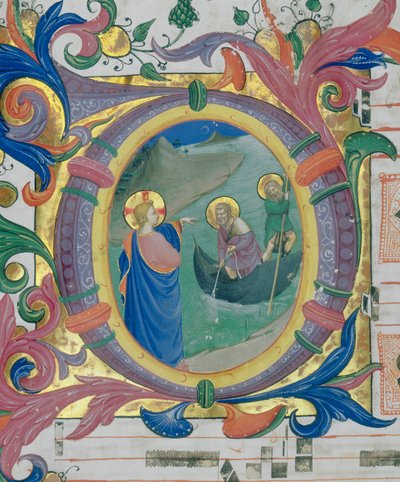 Die Berufung von Simon Petrus und Andreas. Illustrierte Miniatur in einem Messbuch (ca. 9, verso) von Fra Angelico